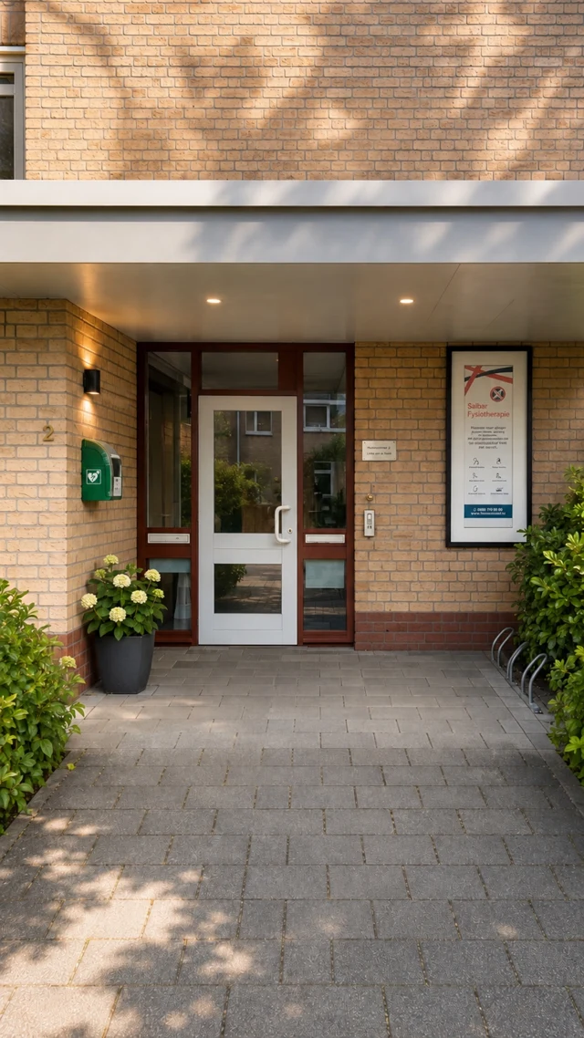 Der Eingang von Salbar Fysiotherapie in der Scholeksterlaan 2